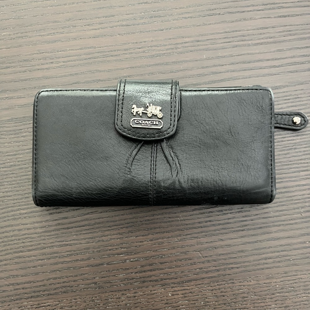 Coach Black Leather Snap Wallet
